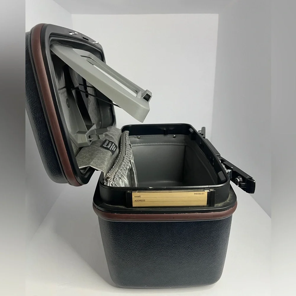 Vintage Samsonite Silhouette 4 Cosmetic Makeup Travel Case Navy/Black/ Burgundy